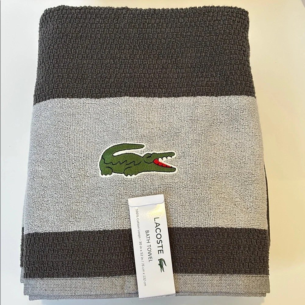 Lacoste Silver and Gray Bath Towels Luxurious Softness
